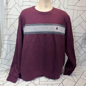 IZOD Sweatshirt XXL Maroon Advantage Performance Stretch Chest Stripe Pullover